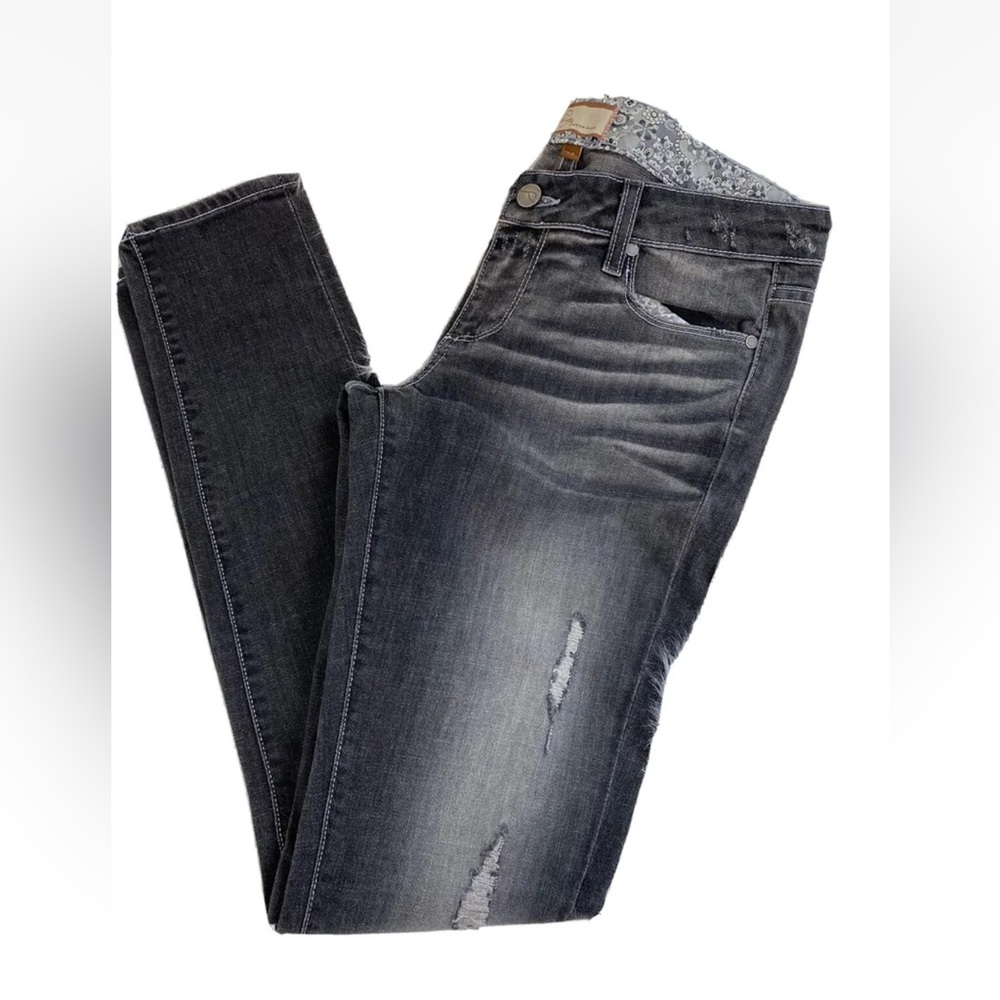 Paige Jeans Size 28 Gray Distressed Skinny Jeans 31x31